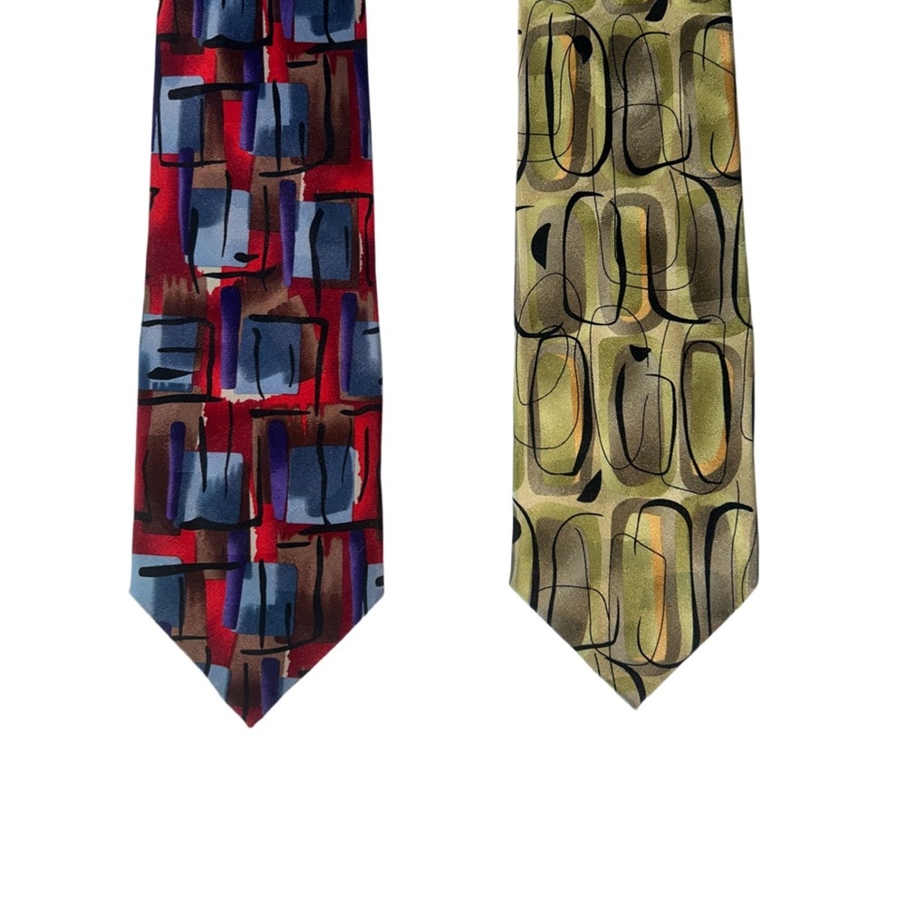 J Garcia Silk Neck Ties Lot of 2 Psychedelic 4 inch width  59 inch Length